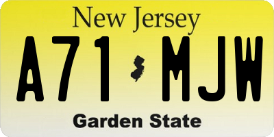 NJ license plate A71MJW