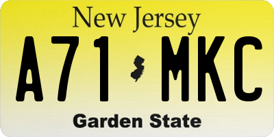 NJ license plate A71MKC