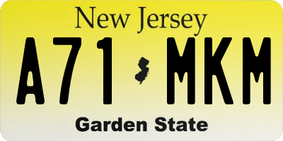 NJ license plate A71MKM