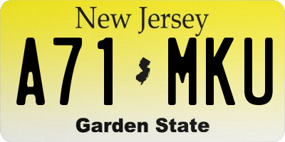 NJ license plate A71MKU