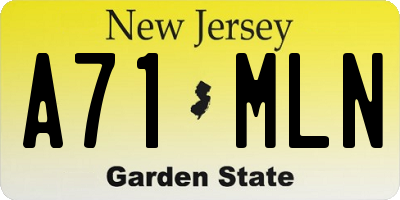 NJ license plate A71MLN