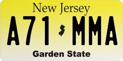 NJ license plate A71MMA
