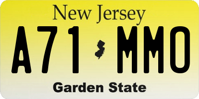 NJ license plate A71MMO