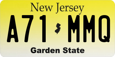 NJ license plate A71MMQ