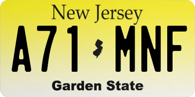 NJ license plate A71MNF