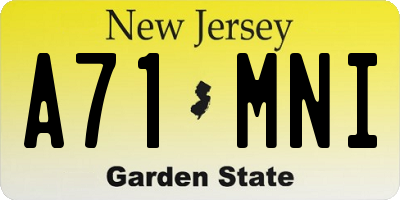 NJ license plate A71MNI