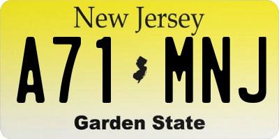 NJ license plate A71MNJ
