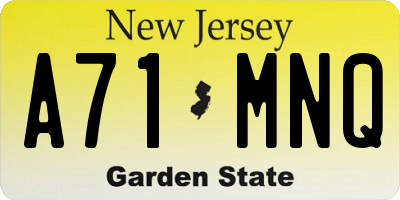 NJ license plate A71MNQ
