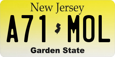 NJ license plate A71MOL