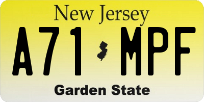 NJ license plate A71MPF