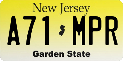 NJ license plate A71MPR
