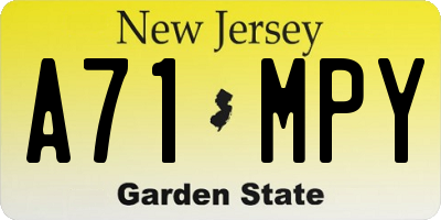 NJ license plate A71MPY