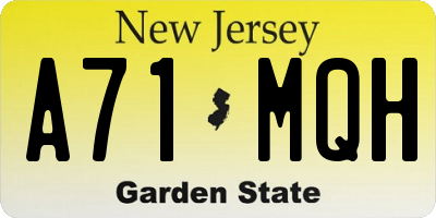 NJ license plate A71MQH