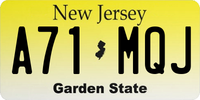 NJ license plate A71MQJ