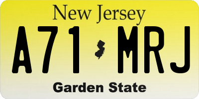 NJ license plate A71MRJ