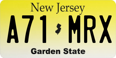 NJ license plate A71MRX