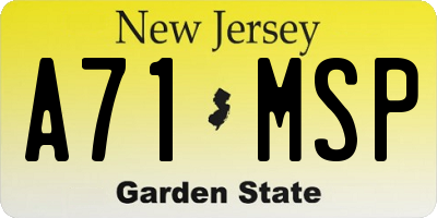 NJ license plate A71MSP