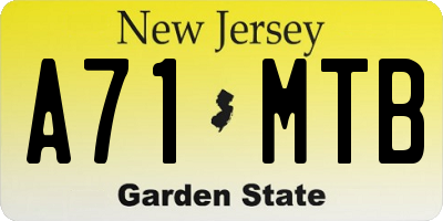 NJ license plate A71MTB