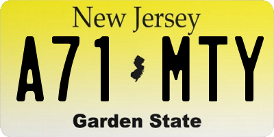 NJ license plate A71MTY
