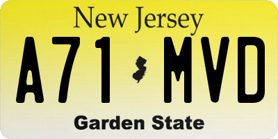 NJ license plate A71MVD