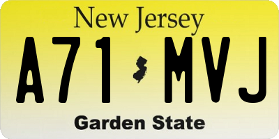 NJ license plate A71MVJ