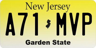 NJ license plate A71MVP