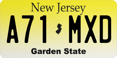 NJ license plate A71MXD