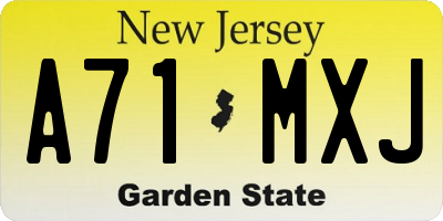 NJ license plate A71MXJ