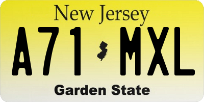 NJ license plate A71MXL