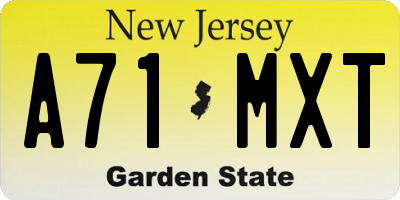 NJ license plate A71MXT