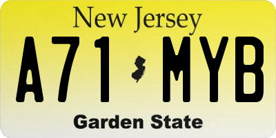 NJ license plate A71MYB
