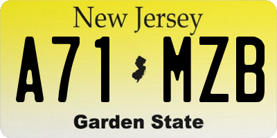 NJ license plate A71MZB