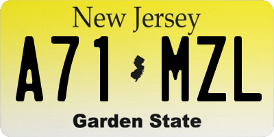 NJ license plate A71MZL