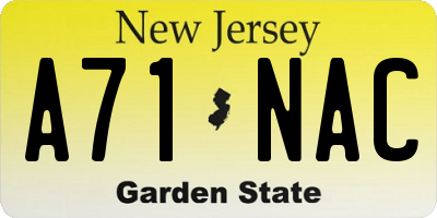 NJ license plate A71NAC
