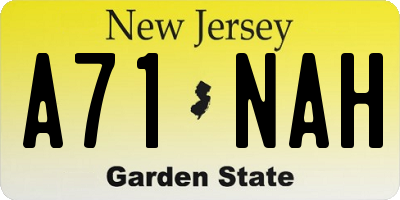 NJ license plate A71NAH