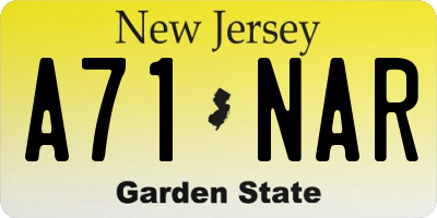 NJ license plate A71NAR