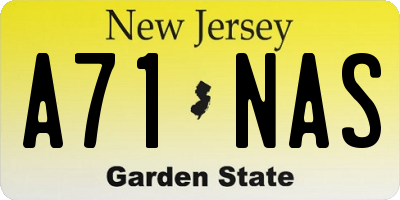 NJ license plate A71NAS