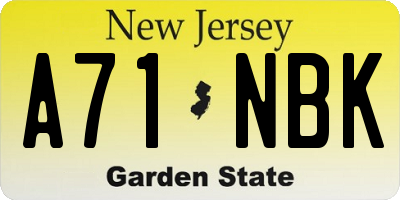 NJ license plate A71NBK