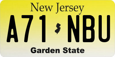 NJ license plate A71NBU