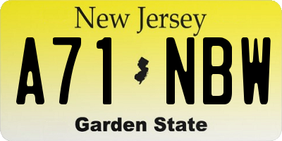 NJ license plate A71NBW