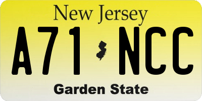 NJ license plate A71NCC