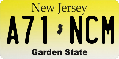 NJ license plate A71NCM