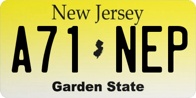 NJ license plate A71NEP