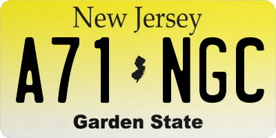NJ license plate A71NGC