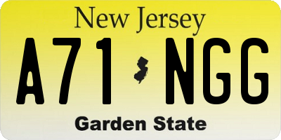 NJ license plate A71NGG