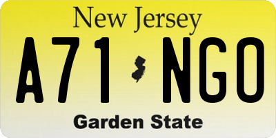 NJ license plate A71NGO