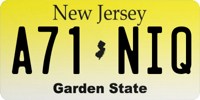 NJ license plate A71NIQ