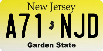 NJ license plate A71NJD