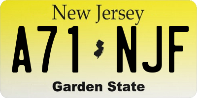 NJ license plate A71NJF