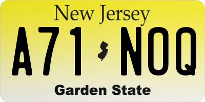 NJ license plate A71NOQ